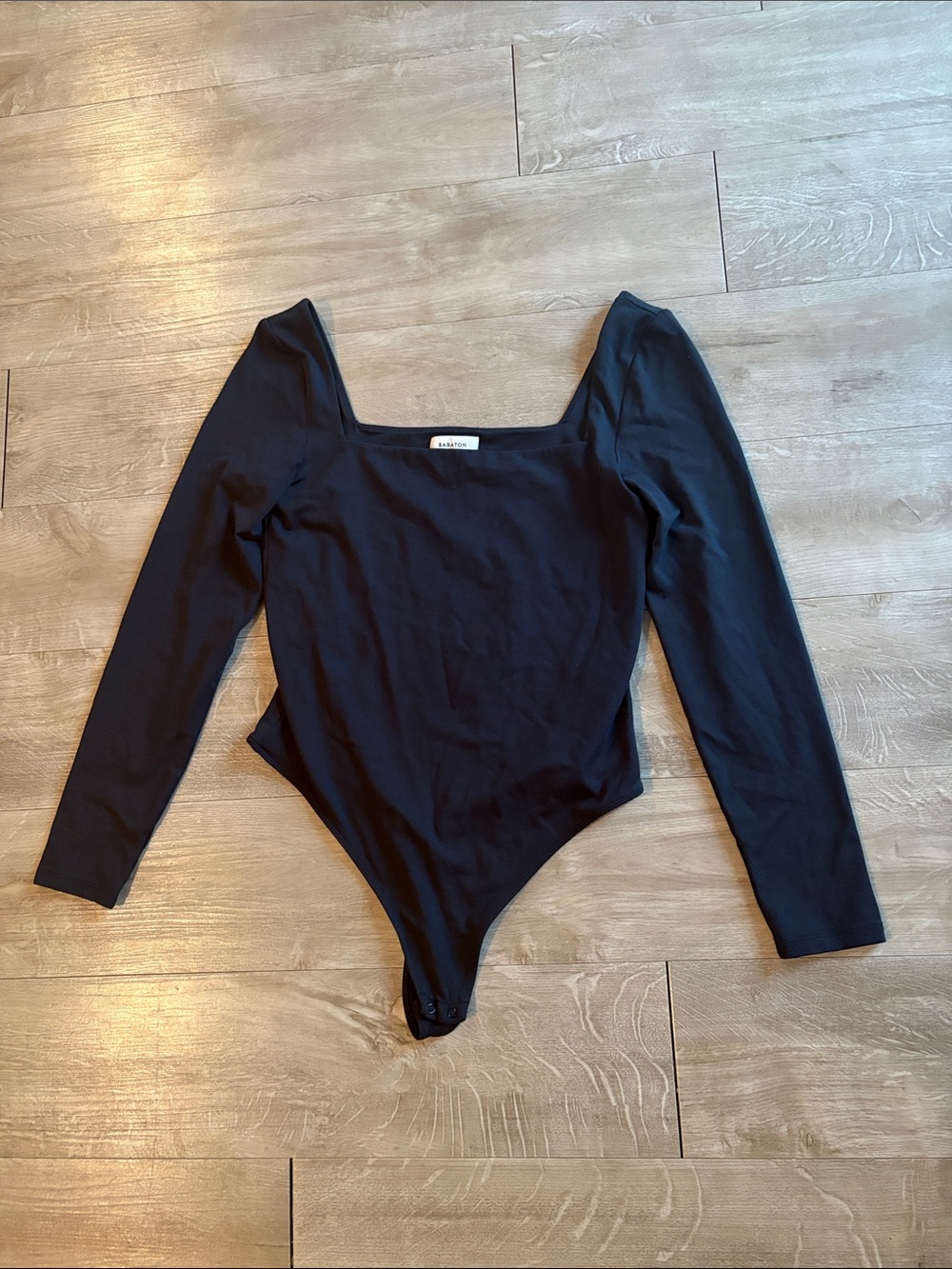 Babaton Black Long-Sleeve Square-Neck Bodysuit Size Large